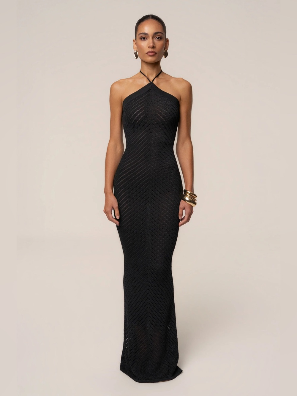 JLUXLABEL black late hour halter maxi dress